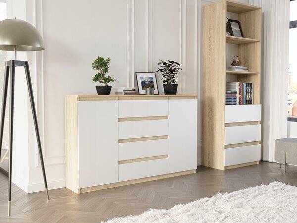 Komoda 160 cm zásuvky dveře skříňka FRAMIRE R-160-S4 sonoma mix