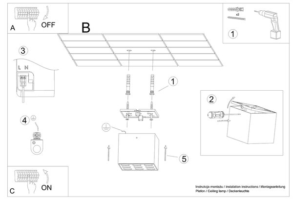Sollux Lighting Stropní svítidlo OZZY černé LED