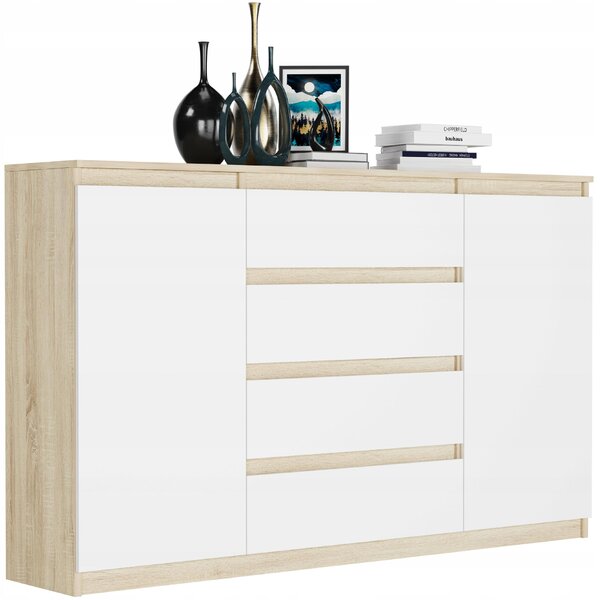 Komoda 160 cm zásuvky dveře skříňka FRAMIRE R-160-S4 sonoma mix