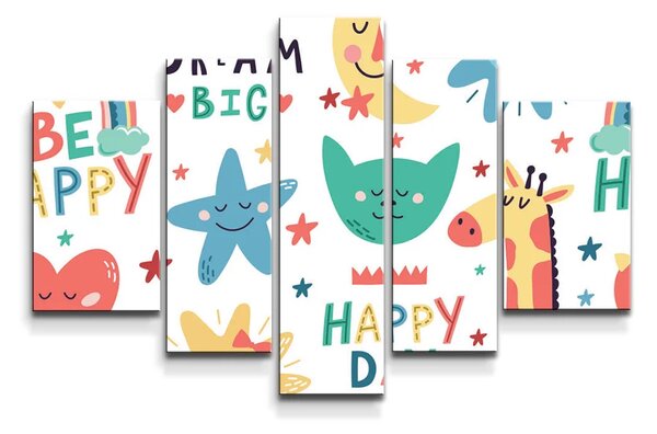 Sablio Obraz - 5-dílný Happy day - 125x90 cm