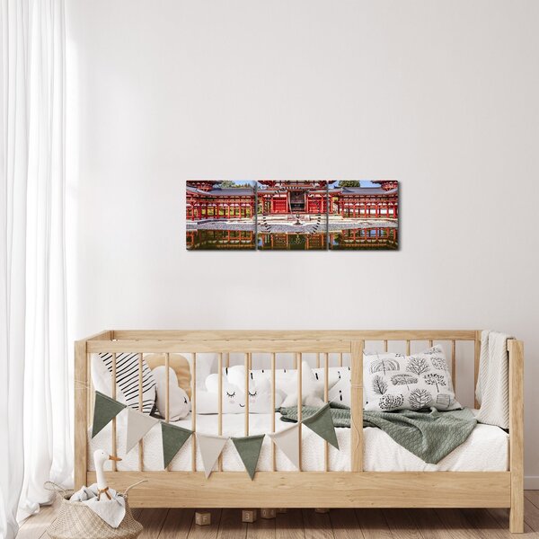 Obraz - Buddhistický chrám (s hodinami) (90x30 cm)