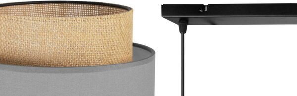 Závěsné svítidlo Boho, 2x jutové/šedé textilní stínítko