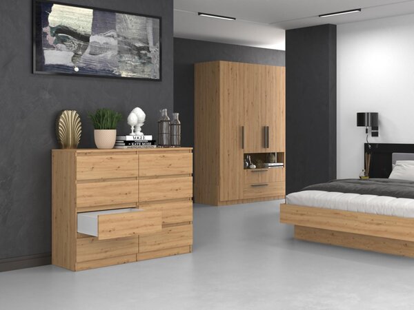 Komoda, předsíň do ložnice, šatní skříň, příborník, vysoká deska s 8 zásuvkami, šířka 120 cm výška 97 | Artisan