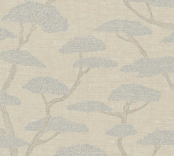 A.S. Création | Vliesová tapeta na zeď Nara 38741-1 | 0,53 x 10,05 m | modrá, béžová