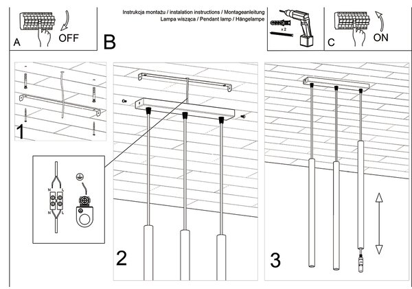 Sollux Lighting Závěsné svítidlo PASTELO 3L betonové