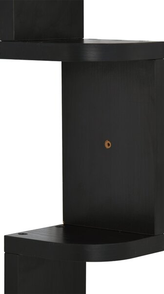 HOMCOM 5-podlažní Zigzag nástěnný rohový regál výška 120 cm černé dřevo | Aosom