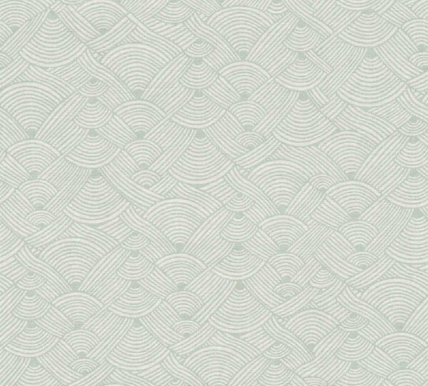 A.S. Création | Vliesová tapeta na zeď Nara 38742-3 | 0,53 x 10,05 m | zelená, modrá, bílá