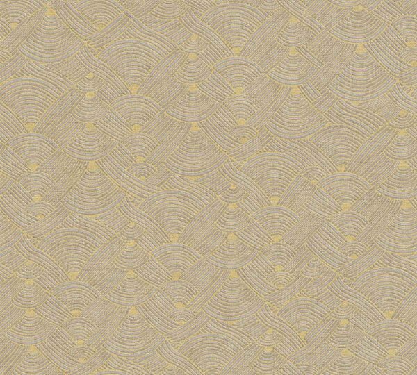 A.S. Création | Vliesová tapeta na zeď Nara 38742-2 | 0,53 x 10,05 m | zlatá, béžová