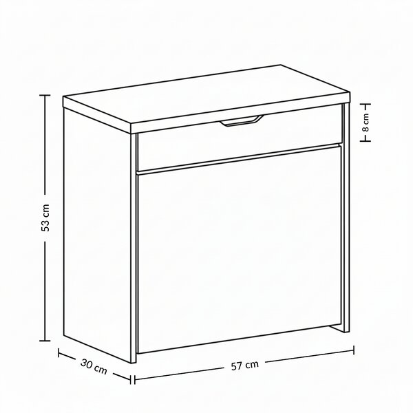 Botník černý se sedákem a výsuvnými policemi VAULT , 57 x 30 x 53 cm