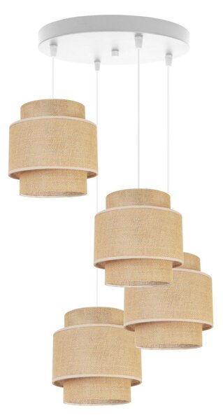Závěsné svítidlo Boho, 4x jutové stínítko, (výběr ze 2 barev konstrukce), o