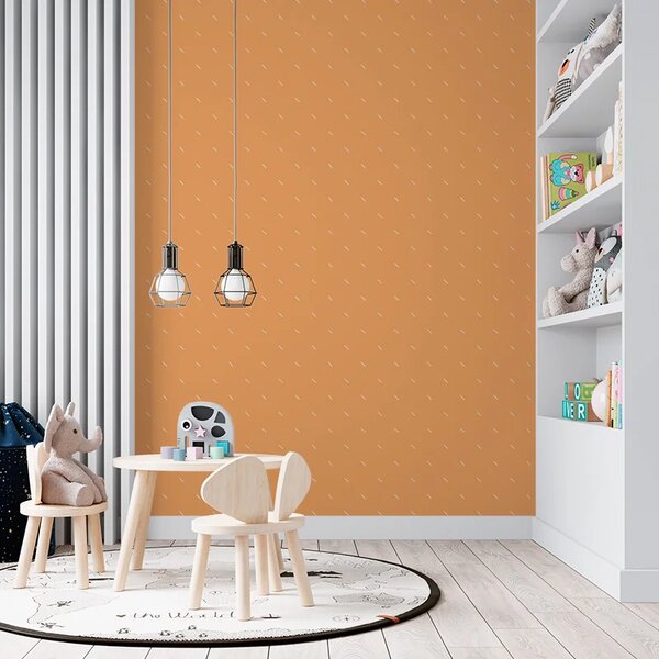 Sablio Tapeta Bílé čárky na oranžové - 125x75 cm