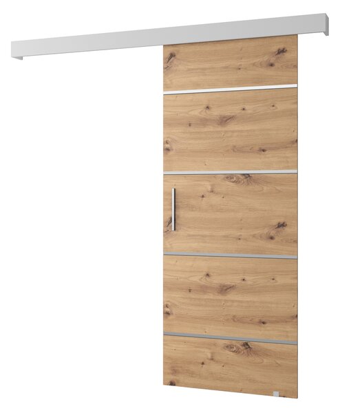 Posuvné dveře 90 cm Sharlene IV (dub artisan + bílá matná + stříbrná). 1043735