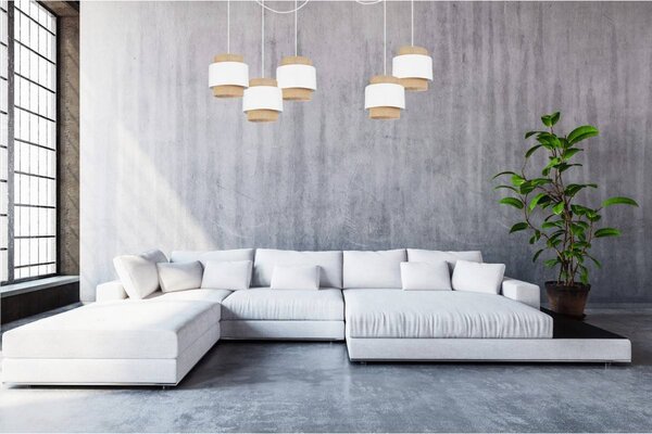 Závěsné svítidlo Boho Spider, 5x jutové/bílé textilní stínítko