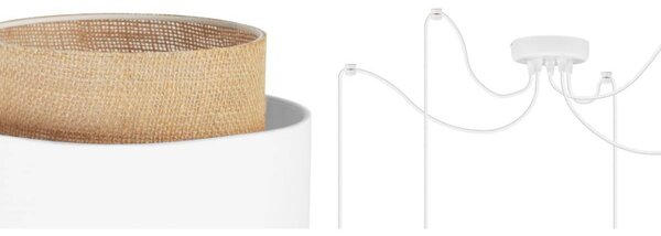 Závěsné svítidlo Boho Spider, 5x jutové/bílé textilní stínítko