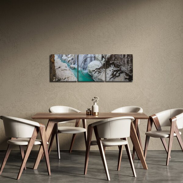 Obraz - Islandská příroda (s hodinami) (90x30 cm)