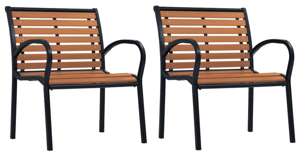 Zahradní židle 2 ks ocel a WPC černé a hnědé