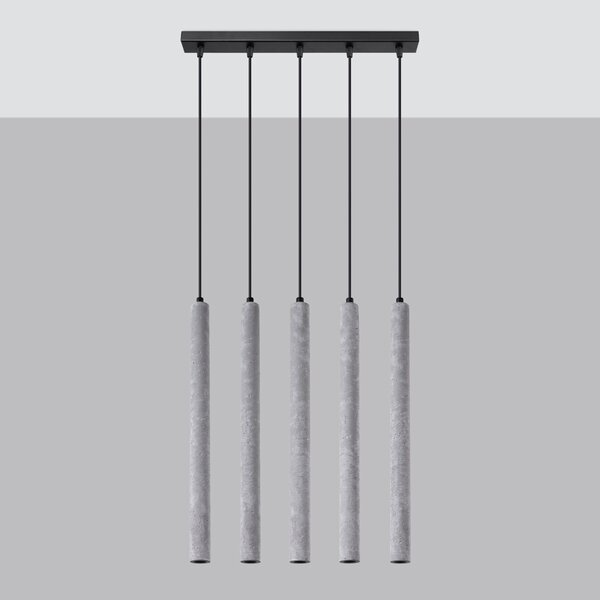 Závěsné svítidlo Pastelo, 5x betonové stínítko
