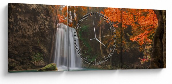 Obraz - Vodopád v Thajsku (s hodinami) (90x30 cm)
