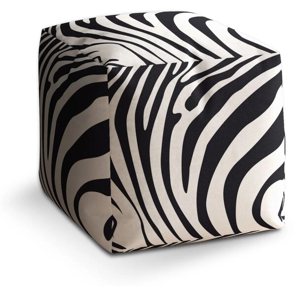 Sablio Taburet Cube Vzor zebry - 40x40x40 cm