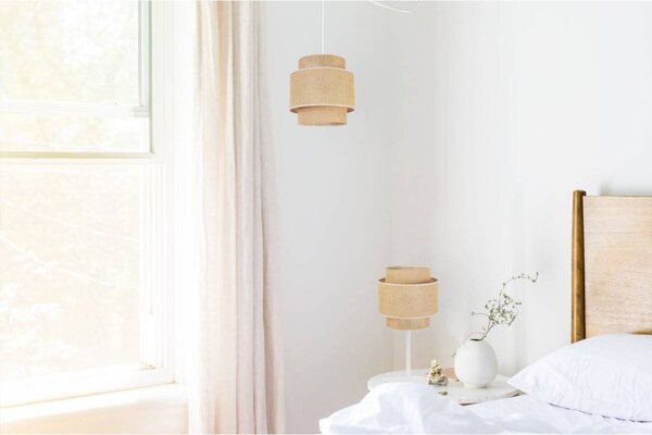 Stolní lampa Boho, 1x jutové stínítko, (výběr ze 2 barev konstrukce)