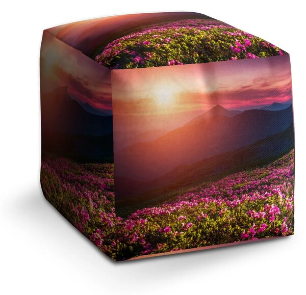 Sablio Taburet Cube Rozkvetlá příroda - 40x40x40 cm