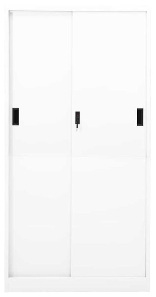 Kancelářská skříň s posuvnými dveřmi bílá 90 x 40 x 180 cm ocel 335958