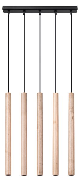 Závěsné svítidlo Pastelo, 5x dřevěné stínítko