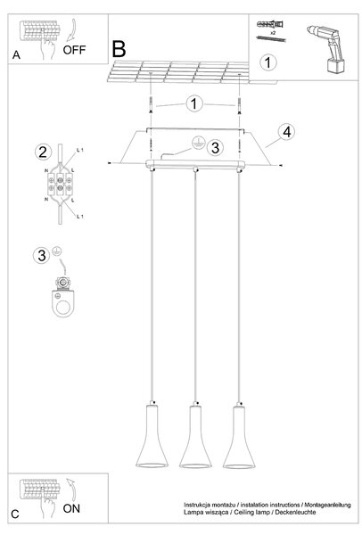 Sollux Lighting Závěsné svítidlo REA 3L beton