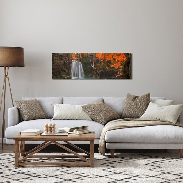 Obraz - Vodopád v Thajsku (s hodinami) (90x30 cm)