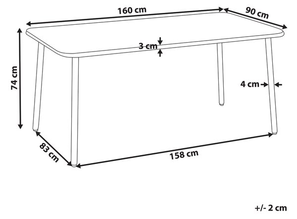 Zahradní jídelní stůl CARAVINO 160 cm 90 cm Kov Světle béžová