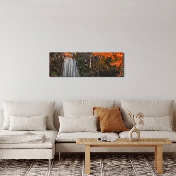 Obraz - Vodopád v Thajsku (s hodinami) (90x30 cm)