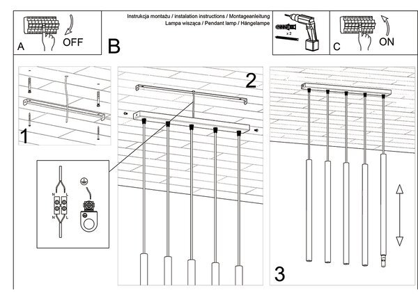 Sollux Lighting Závěsné svítidlo PASTELO 5L dřevo