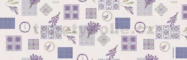 Ubrus PVC 3581518, metráž, 20 m x 140 cm, levandule s ornamenty, IMPOL TRADE