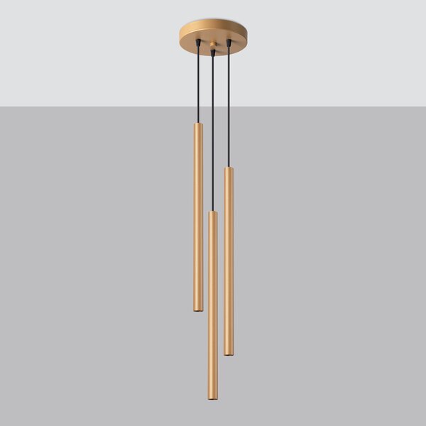 Sollux Lighting Závěsná lampa PASTELO 3P zlatá