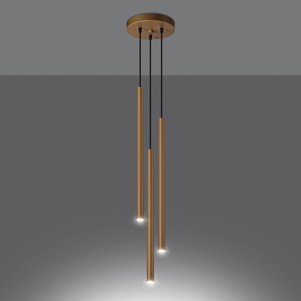 Sollux Lighting Závěsná lampa PASTELO 3P zlatá