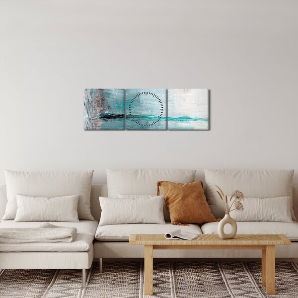 Obraz - Abstraktní olejomalba (s hodinami) (90x30 cm)