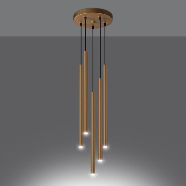 Sollux Lighting Závěsná lampa PASTELO 5P zlatá