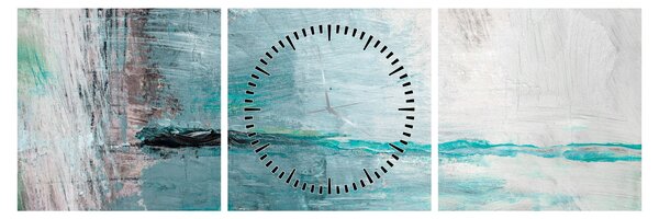 Obraz - Abstraktní olejomalba (s hodinami) (90x30 cm)