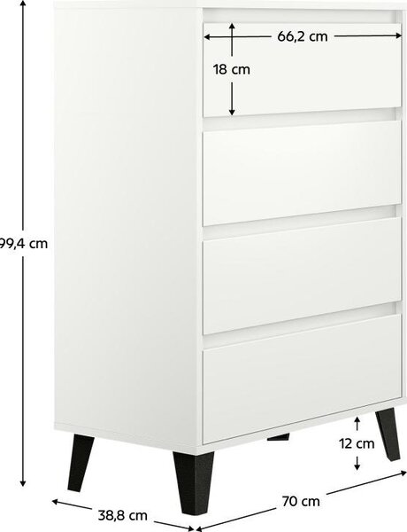 Kondela Zásuvková komoda Bogan New 4S/70 - bílá