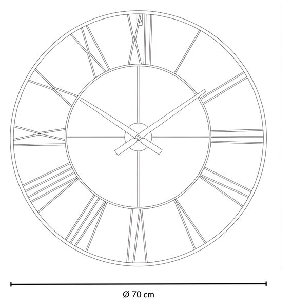 Nástěnné hodiny v industriálním stylu ARATIO černé, Ø 70 cm