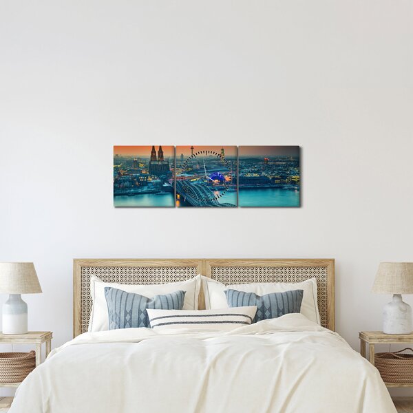 Obraz - Kolín nad Rýnem (s hodinami) (90x30 cm)