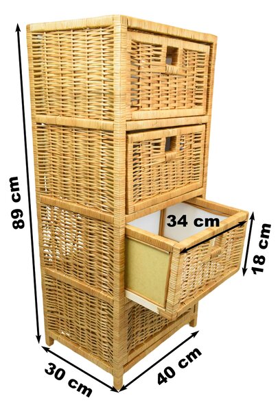 Proutěná komoda se čtyřmi zásuvkami
