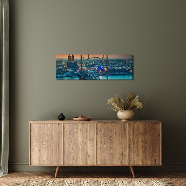 Obraz - Kolín nad Rýnem (s hodinami) (90x30 cm)