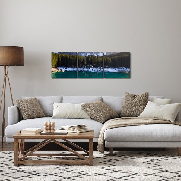 Obraz - Jezero Karersee (s hodinami) (90x30 cm)