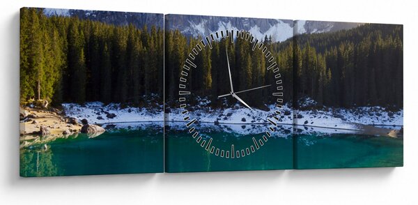 Obraz - Jezero Karersee (s hodinami) (90x30 cm)