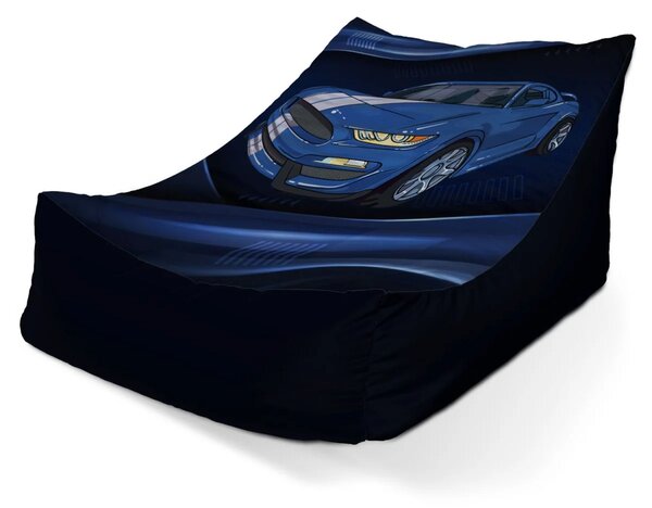 Sablio Sedací vak Lounge Mustang Modré pozadí s pruhy - 80 x 95 x 50 cm