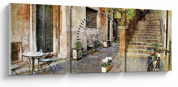 Obraz - Staré ulice Říma (s hodinami) (90x30 cm)