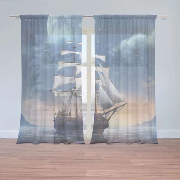 Sablio Záclony Plachetnice mezi horami: 2ks 150x250cm