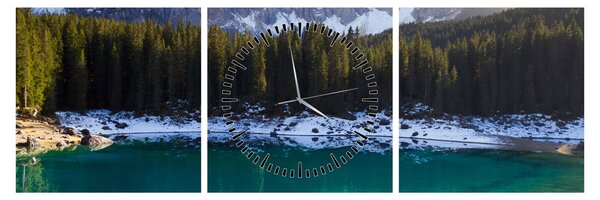Obraz - Jezero Karersee (s hodinami) (90x30 cm)