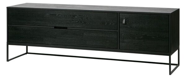 Černý TV stolek z jasanového dřeva 180x61x44 cm Silas – WOOOD